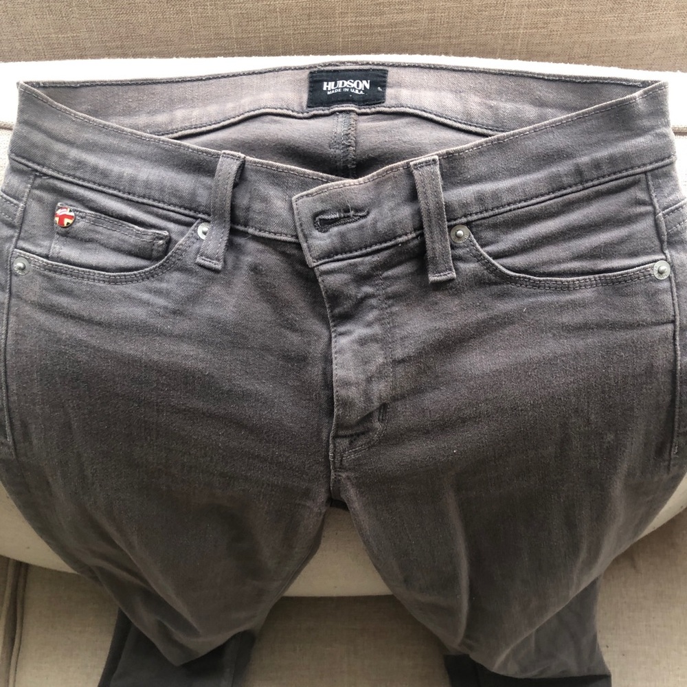 Gray Hudson skinny ankle jeans